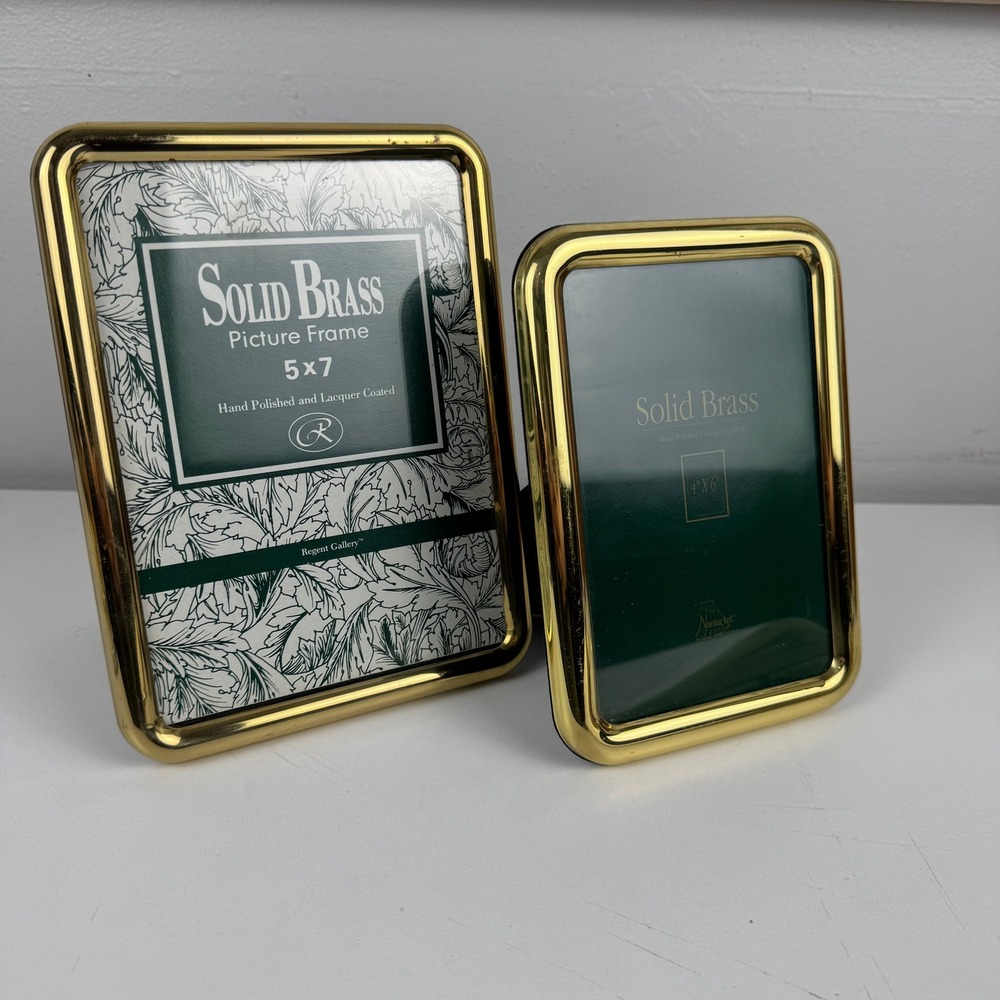 Vintage Solid Brass Picture Frame Set 5x7 4x6 Regent Gallery Nantucket Gold